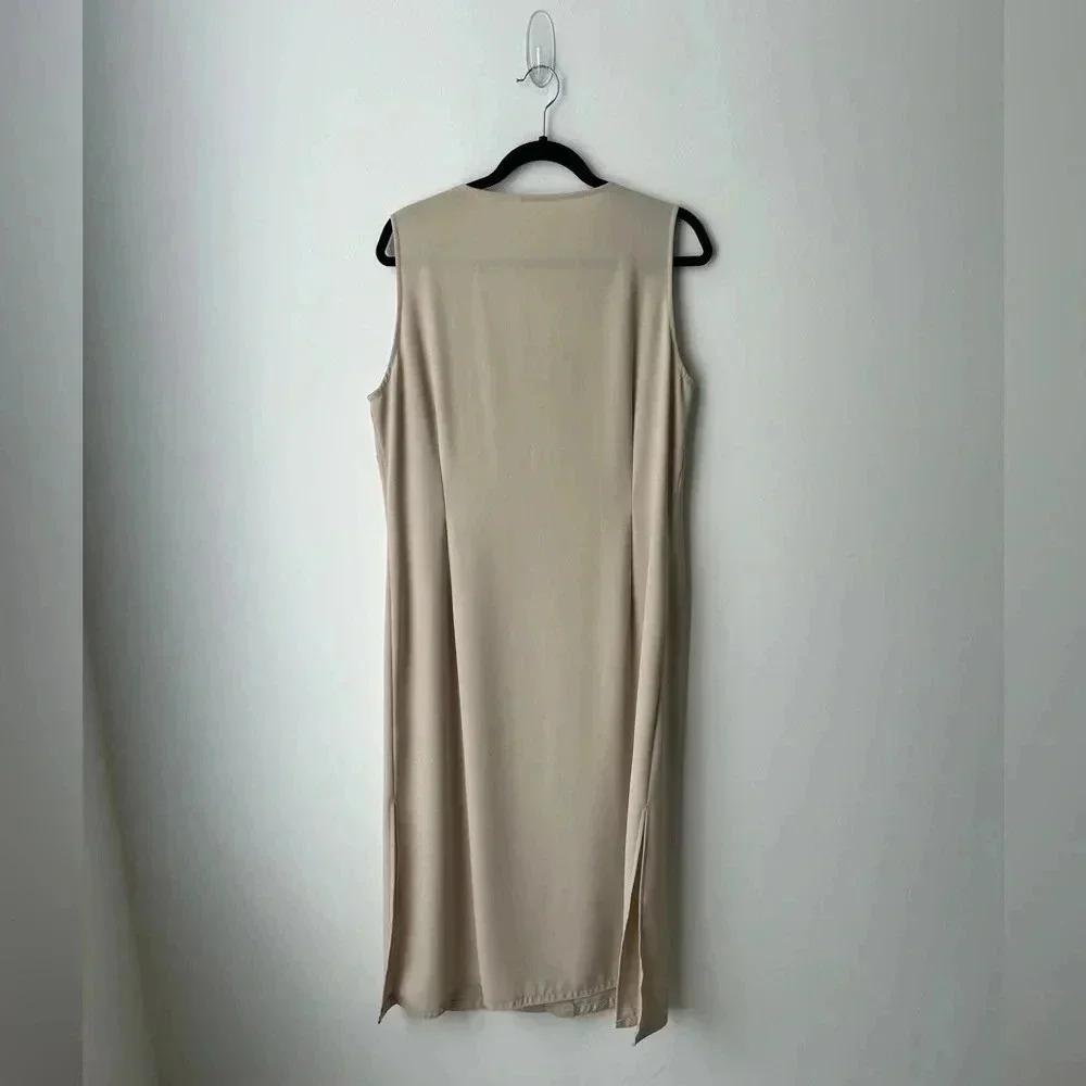 Wallis Long Crepe Vest Duster Minimalist Sleeveless Cardigan Neutral Capsule - Picture 8 of 12
